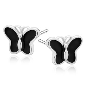 Cercei argint fluturas cu email negru DiAmanti Z2023ER_B-DIA (Argint 925‰ 0,65 g.)